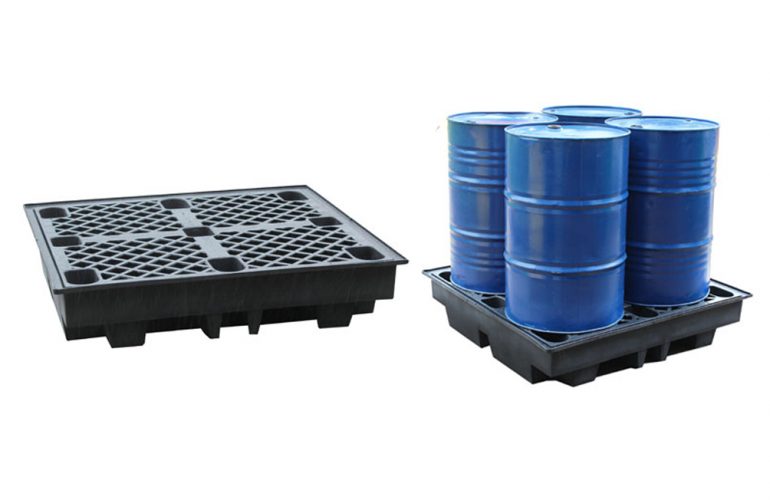 BP4LR Siyah 4 Varillik Döküntü Toplama Paleti (4×205 Litre Varil)