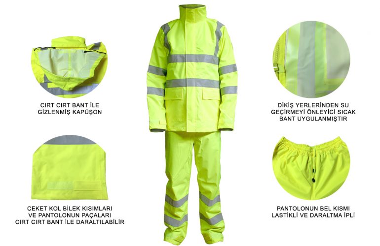 ProBody Reflektörlü Yağmurluk Takımı PU Kaplamalı 300 D OXFORD